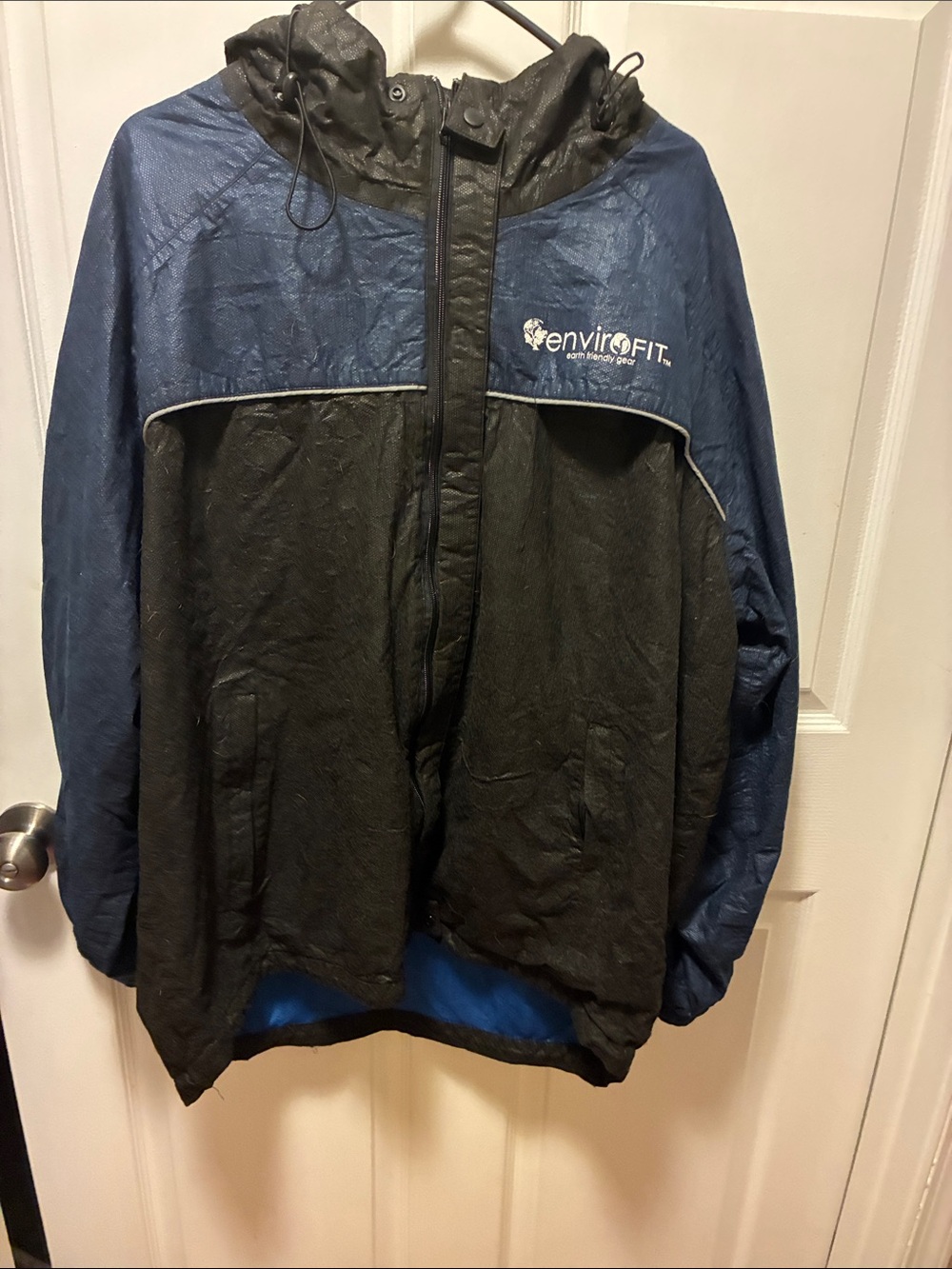 EnviroFit Men's Blue & Black Hooded Jacket w/matching pant-track set rain shell